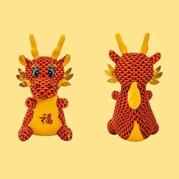 Мека играчка Дракон 2024 Китайски Зодиакални Плюшен Дракон кукла Кавайный Талисман за украса на нова година на фестивала Мека плънка