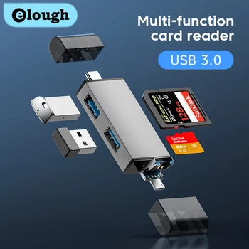 Многофункционален cardreader Elough USB 3.0 с високоскоростен пренос на данни, универсален за мобилни телефони, компютри, устройства, SD TF Card Reader
