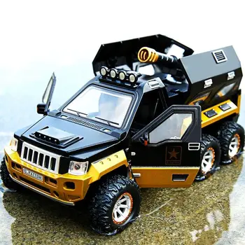 Модел на военен бронированного кола от сплав 1: 24, формовани под налягане, играчка ракета, модел suv, Взрывозащищенная модел автомобил, звук, светлина, подарък за деца