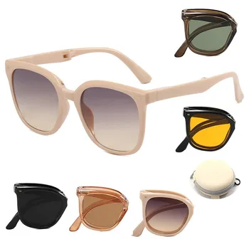 Модерен Класически Сгъваем Квадратни слънчеви очила За мъже и жени, Реколта очила за Риболов, каране на колело, Преносими сгъваеми очила с UV400, трендови нюанси