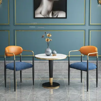 Модерен Хотелски стол за преговори American Light Луксозни Трапезни Столове Nordic Home маса за Хранене, стол с облегалка Кухненски мебели