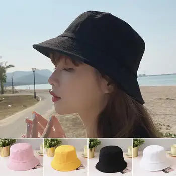 Модерна плажна шапка, мека лятна однотонная Рибар шапка Унисекс, Защита от Слънцето, Защита от търкалянето, Модни аксесоари