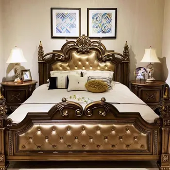 Модерна эстетичная легло Спалня Салон от скандинавския дърво Луксозно легло с размер 