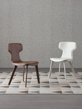Модерни минималистични Трапезни Столове от естествена кожа, Скандинавските леки Луксозни Столове, Италиански Минималистичен ресторант Столове С Облегалки
