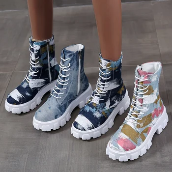 Модерни обувки в стил 2023 г., дишащи армейските обувки без закопчалка на дебела подметка в ретро стил, Модерен дизайнерски ежедневни обувки Sapatos Femininos