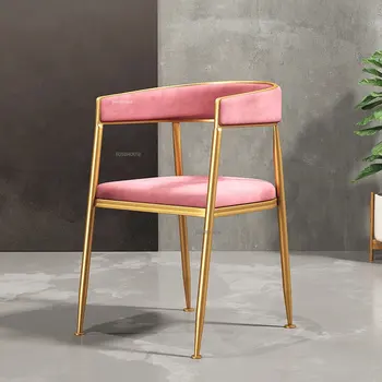 Модерни тъканни трапезни столове за мебели за дома, Лесен Луксозен Кухненски кът стол С облегалка, Творчески стол за трапезария