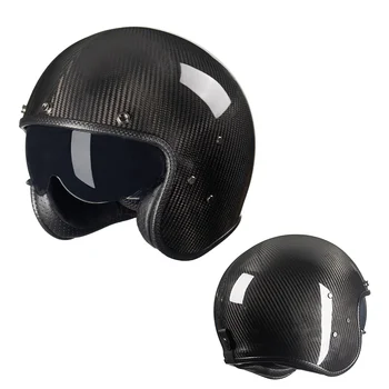 Мотоциклет шлем с открито лице от въглеродни влакна, който да бъде Одобрен от DOT, Ретро Японски Корейски стил За каране на скутер, мотоциклет, Реактивен каската, Moto Casco