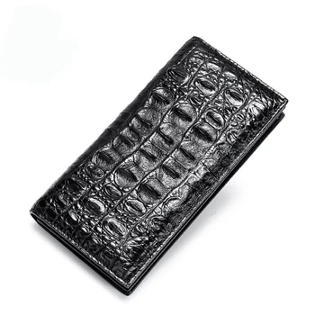 Мъжки Дълъг портфейл от 100% естествена Крокодилска Кожа, Луксозни портфейли от кожа на Алигатор, Паричен чанта, подарък за рожден Ден за мъже