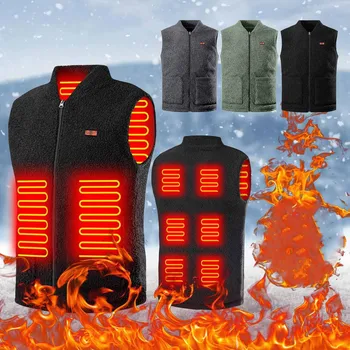 Мъжки зимни Умен жилетка С подгряване, палто с USB, Електрически Топъл, мек вълнен плат Жилетка с подгряване, яке за трекинг на Открито, Топло Яке с подгряване