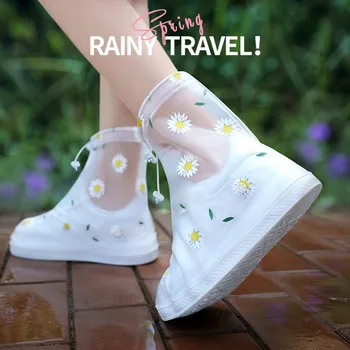 Непромокаемая обувки за момичета, дебели калъф за обувки, Студентски мода, Прозрачен силикон водоустойчив обувки, детски непромокаеми обувки, чанта за носене