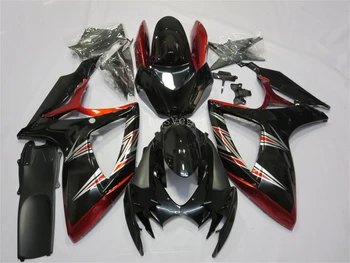 Нов комплект обтекателей за мотоциклети ABS, годни за GSXR600 GSXR750 2006 2007 GSXR K6, бодикит, изработен по поръчка, червен, черен