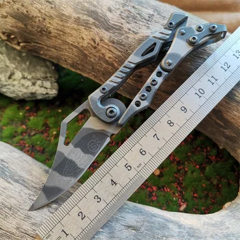 Нов Мини-отварачка ключодържател Преносим Авариен инструмент за работа на открито Разопаковане Сгъваем Джобен нож EDC Камуфлаж от неръждаема стомана