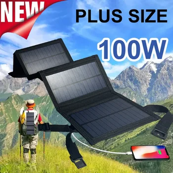 Нов соларен панел в голям размер, мощност 100 W, складное слънчево зарядно устройство за мобилен телефон, захранване за къмпинг, Слънчева батерия, Слънчева светлина