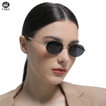 Нови vintage слънчеви очила в малка овална рамка, модерни дамски слънчеви очила с градиентной поляризация, Най-добрата марка за дизайнерски мъжки и женски нюанси
