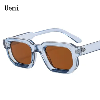 Нови модни Сини квадратни слънчеви очила За жени, Мъже Ретро Луксозни дизайнерски слънчеви очила с прозрачни лещи Нюанси UV400 Очила на Едро