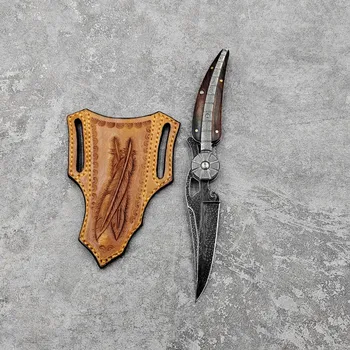 Новият Пристигането Перо От Дамасской Стомана Къмпинг Тактически Джобен Нож За Оцеляване На открито на Лов Бойна Портативен Сгъваем Нож EDC Too