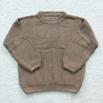 Ново записване, детски Есенно-зимния пуловер в тънки вертикални райета цвят Каки, Бутик, Продажба с високо качество