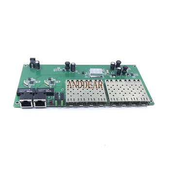 Оптичен комутатор 8 SFP, се събира такса 2 RJ-45 Gigabit Ethernet PCBA, медиаконвертер 10/100/1000 М 8F2e