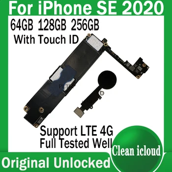 Оригиналната Разблокированная дънна Платка iphone SE 2020 4,7 инча 64G/128G/256G С пълна микросхемой и чиста логическа плащане Icloud Тестван