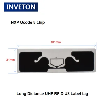 Печат на лого U8 с чип 860-960 Mhz, пасивна етикет с далечен радиус на действие 25 М UHF RFID етикет-етикет за управление на инвентара