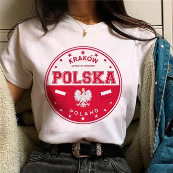 Полска тениска дамски Y2K, забавни дизайнерски топ, дамски дрехи в стил харадзюку