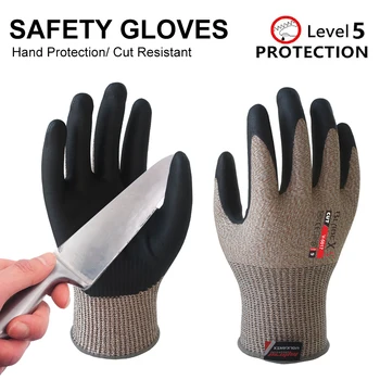 Предпазни Работни ръкавици от нитрил 5-то ниво на INXS, Устойчиви На гумата, Ръкавици за Кухненско Касапин, Хранителни Ръкавици на 13-ти Калибър, устойчиви На гумата