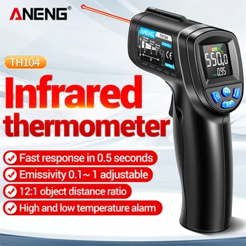 Промишлен термометър ANENG TH104 с обратен дисплей, безконтактен инфрачервен пистолет за измерване на температура от -50 ~ 550 ℃, измерване на температура