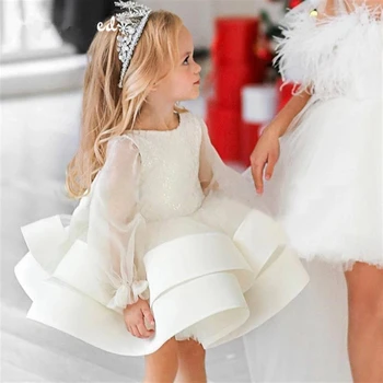 Просто рокля за Първо Причастие с перли и пайети рокля с цветя модел за момичета, Пищни Сватбена рокля на Принцеса булка, Конкурс за красота Dream Kids Gift