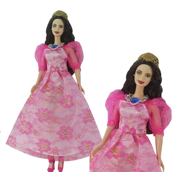 Розови дантелени рокли с флорални мотиви за кукли Барби, сватбена рокля за парти, танцов костюм за кукли 1/6, Аксесоари за кукли, детски играчки 
