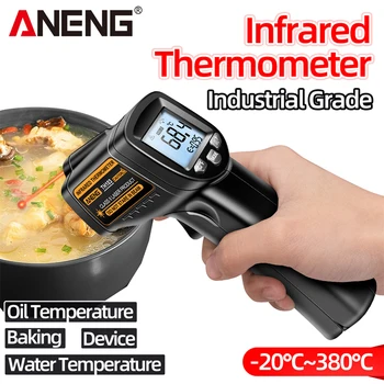 Ръчен температурен пистолет ANENG TH103 Дигитален дисплей инфрачервен Лазерен термометър клас II -20 ° C ~ 380 ℃ с подсветка за готвене, печене