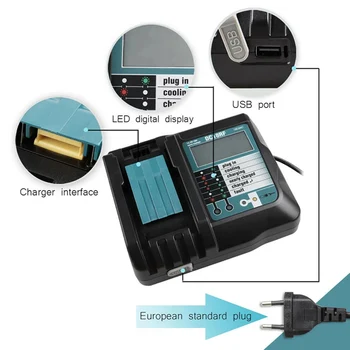 С led зарядно устройство 18V Батерия Литиево-йонна Акумулаторна батерия 5Ah 5000mAh Използва най-новата версия на инструмента BL1830 BL1840 BL185