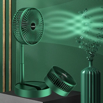 Сгъваема Телескопична Вентилатор, Безжичен Преносим настолен вентилатор, която се презарежда чрез USB, Регулируема Височина, 3 степени За външно вентилатора вентилация на къщата