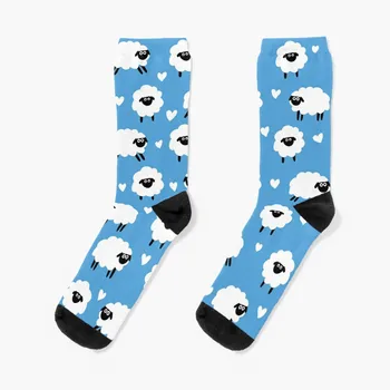 Сини чорапи с шарени овце и сърцата, Женски компресия чорапи, Дамски чорапи