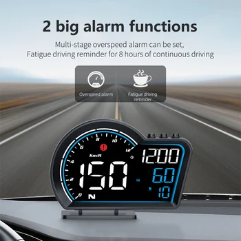 Система HUD GPS G16 Авто централен дисплей за всички автомобили led автоматично измерване на скоростта Интелигентна цифрова напомняне за тревожност Аксесоари за електроника