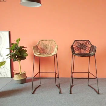 Скандинавски стол Минималистичные модерни трапезни столове за почивка с крака от ратан, облегалка за почивка, Лесен домакински креативна мебели