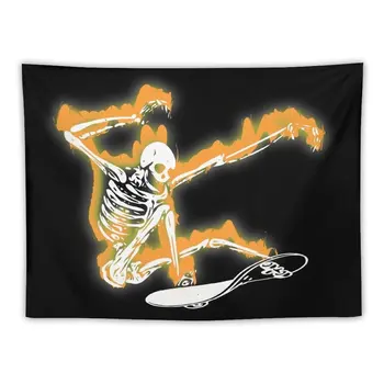 скелет за скейтборд - skeleton in flames гобеленовый декор за спалня Декорация на спалнята