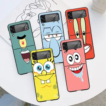 Сладък Калъф SpongeBob SquarePants за Samsung Galaxy Z Flip 3 4 5 ГРАМА Твърд Flip4 Flip3 PC Shell Zflip3 Zflip4 Сгъваем Калъф За вашия телефон