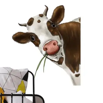 Сладък Стикер На Прозореца Крави, Реалистични Етикети С Принтом Выглядывающей Крави, Тема на селскостопански Животни, Стикер На Прозореца, Стикер На Стената С Выглядывающей Крава