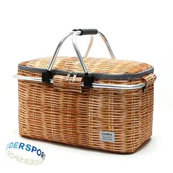 Случайна кошница за пикник, Преносими Сгъваеми чанти за храни, Фланец охладител с алуминиева дръжка, Голям капацитет за къмпинг и пътешествия