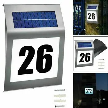 Слънчевата табела с номер у дома с датчик за движение 200лм, led светлини, адресния номер за дома, врати в градина, осветление соларна лампа