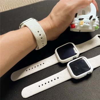 Съвместим С Apple Watch Ultra 49 мм Творчески силиконов каучук с 3D релефно под формата на Куче + калъф от TPU S8 7 SE 6 5 45 мм 44 мм 41 мм и каишка за часовник
