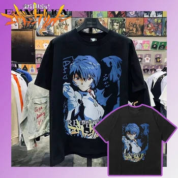 Тениска Evangelion Ayanami Rei с Аниме, Блузи с къс ръкав, Всекидневни Разпечатки За Мъже И жени, Негабаритная Ретро Градинска Дрехи С Принтом, Подаръци