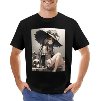 тениска woman in hat of skullland, кавайная дрехи, бързосъхнеща риза, корейски модни тениски големи и високи размери за мъже