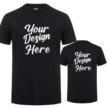 Тениска на поръчка с професионален принтом отпред и отзад, Текст с вашето собствено лого, снимка, Мъжки персонализирани подаръци Премиум-клас, риза, памучни блузи, тениски