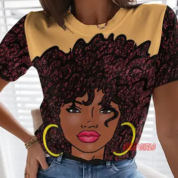 Тениска оверсайз, дамски тениски с 3D принтом впечатлява със своя бохемски стил за момичета, Летни тениски с къс ръкав, модни градинска секси дамски дрехи