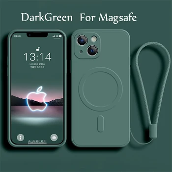 Течен Силиконов Магнитен Калъф за телефон iPhone 14 13 12 11 Pro Max Mini X XR XS 7 8 Plus Se2020 Калъф За безжичното Зареждане Magsafe