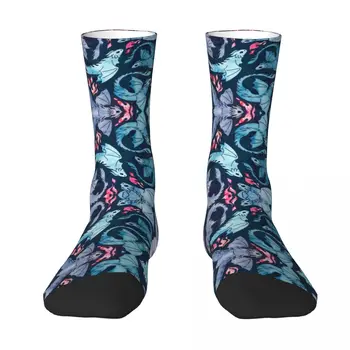 Тъмно тюркоазени и лилави чорапи Dragon Fire, висококачествени чорапи Harajuku, всесезонни чорапи, аксесоари за унисекс подаръци