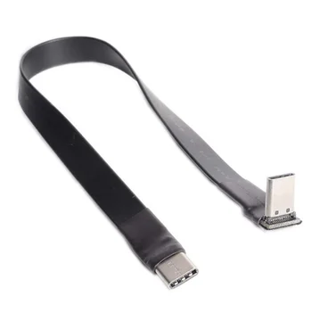 Удлинительный USB кабел 3.1 Type C-Type C, 90-градусов адаптер спк стартира строителни, лентата FPV, плосък кабел USB, C, 3A, защита от електромагнитни смущения на 10 Gbit/s, 30 см
