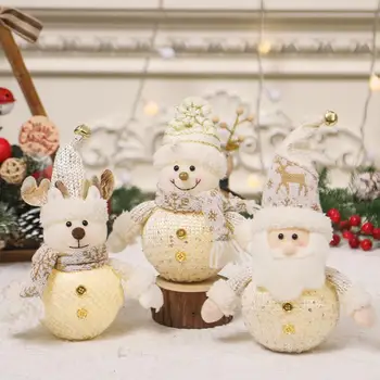 Украса Дядо Коледа Очарователно Коледна украса, Дядо Коледа с led подсветка, Снежен човек, Лосове, Светещ играчка за празничен декор с подсветка