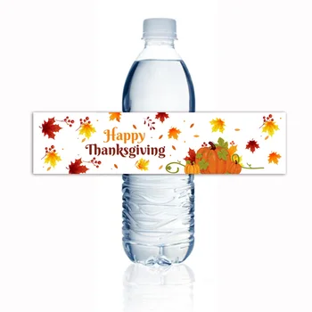 Украса етикети за бутилки с вода за деня на благодарността